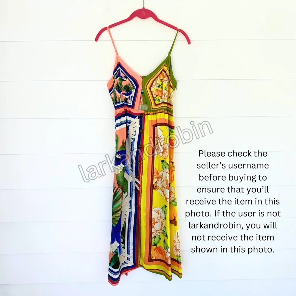 NEW Farm Rio Double Scarves Pastel Midi Dress Small - Picture 8 of 13